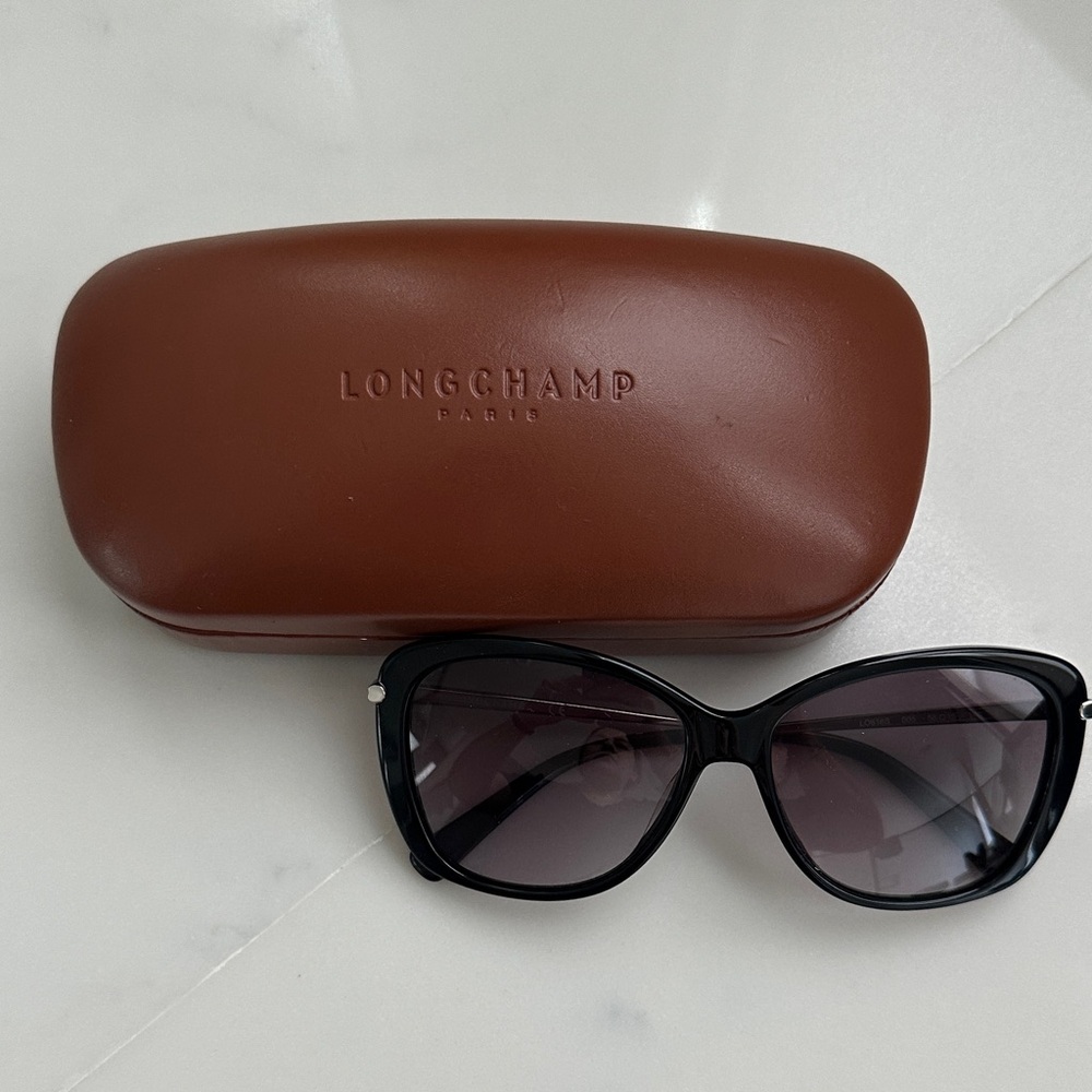 Longchamp Black Sunglasses with Brown Case